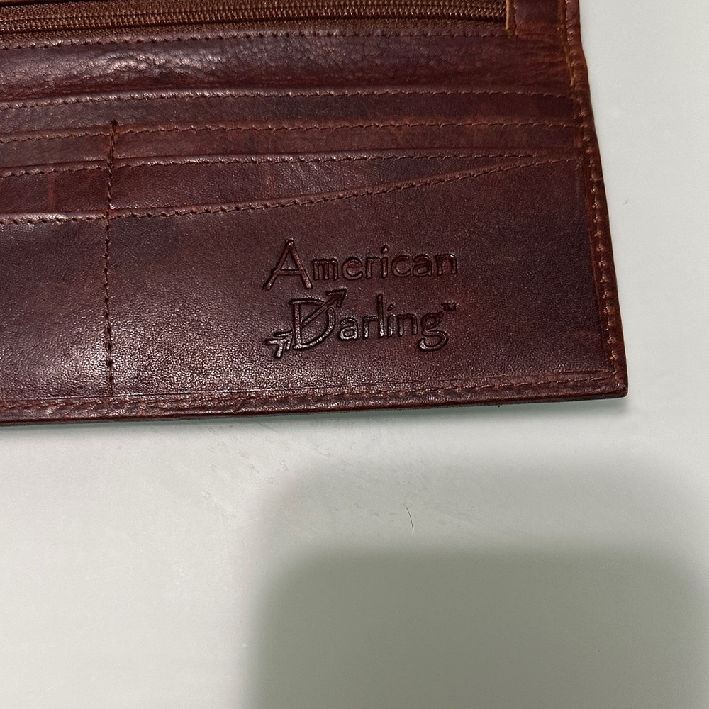 Embroidered Brown Leather Shoulder Bag - Picture 4 of 7